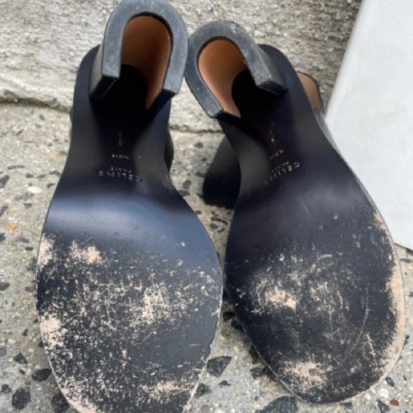 Celine Peep Toe Sandal Size 40.5 Shoe Leather - Picture 7 of 12